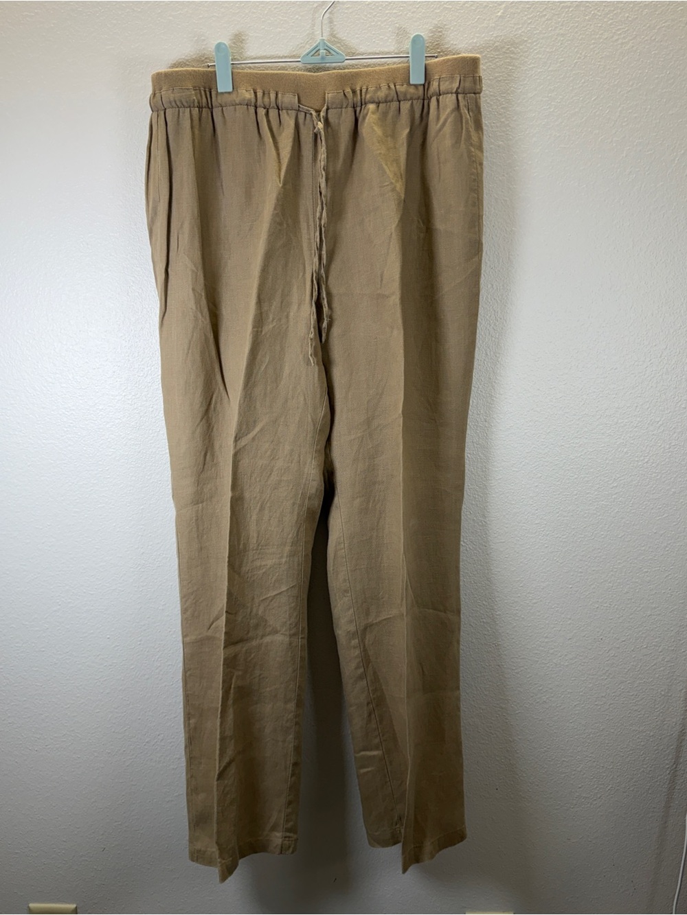 Ellen Tracy Relaxed Wide-Leg Drawstring Pants in Khaki/Tan